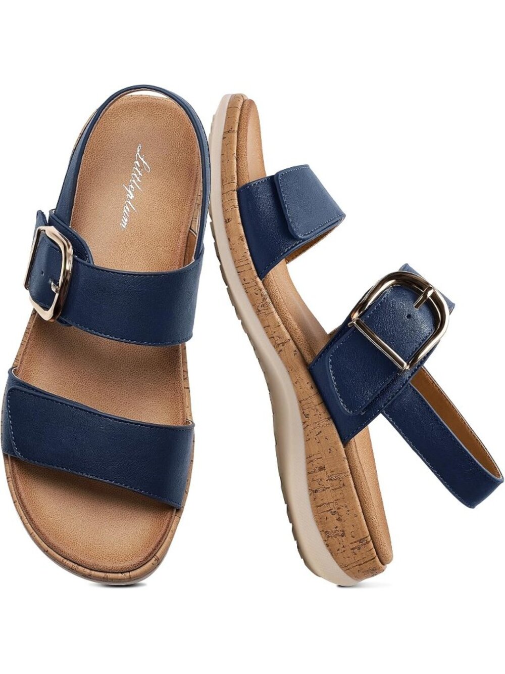 Women's Royal Blue Comfortable Flat Adjustable Orthotic Walking Travel Sandals